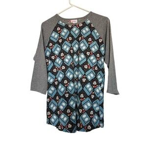 Lularoe X Disney Mickey Mouse 3/4 Sleeve Randy Shirt Size Med EUC = N/C #2927